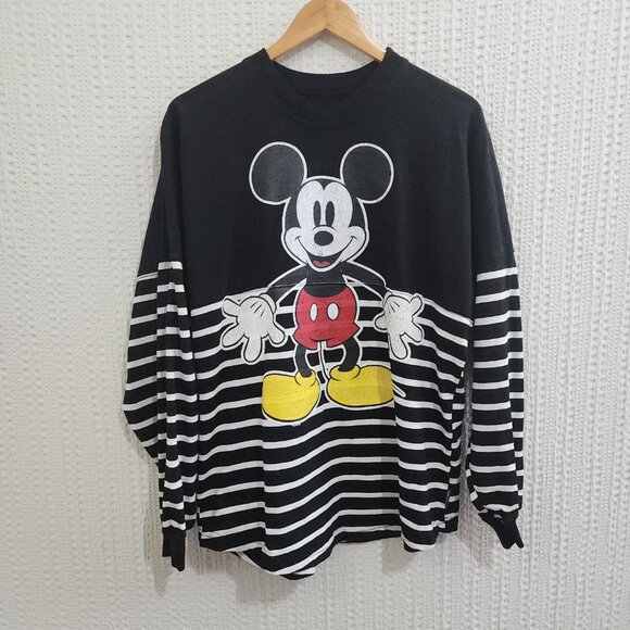 Disney Mickey Mouse Spirit Jersey Black White Striped True Original Size Medium - Picture 3 of 11
